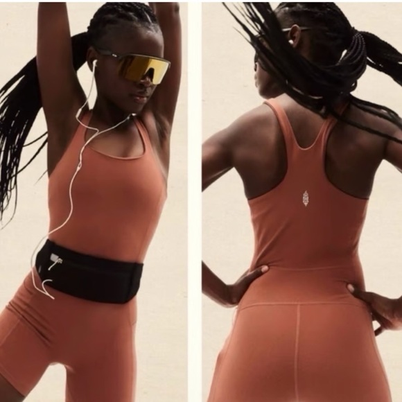 Free People movement Never Better Runsie. NWOT. Clay. Small shorts romper - Picture 1 of 2